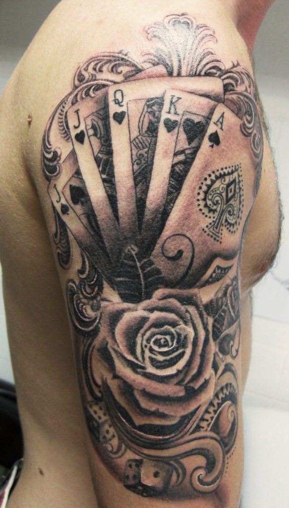 playing cards & rose